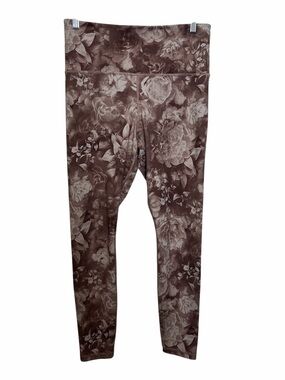 Athleta Elation Leggings Dusty Pink Floral Sz M Athleisure Athletic Gym Workout
